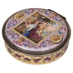Antigua caja de baratijas austriaca del siglo XIX de plata maciza y esmalte, Viena c.1870