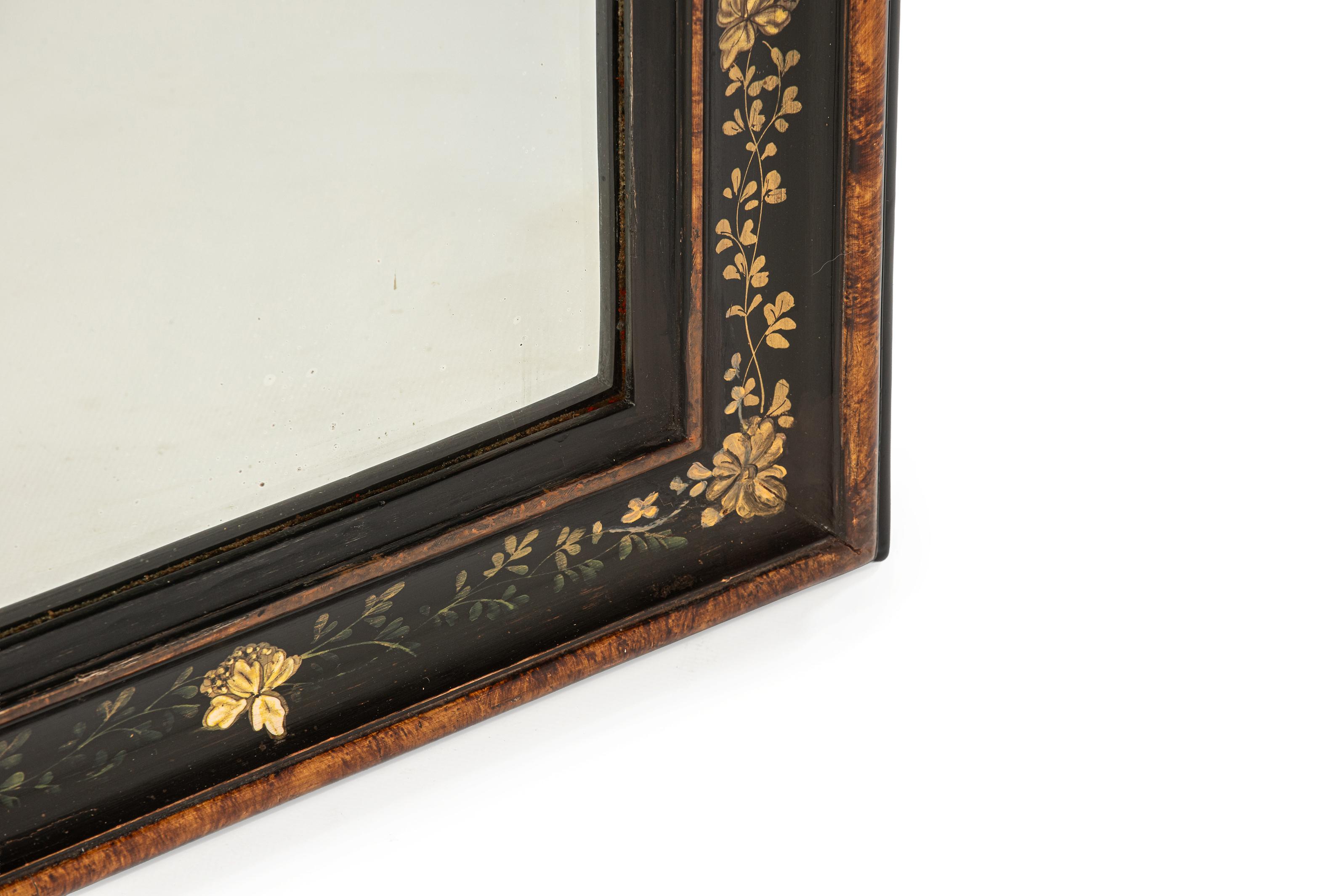 Antiguo espejo Louis Philippe francés auténtico pintado y dorado del siglo XIX Pintado en venta