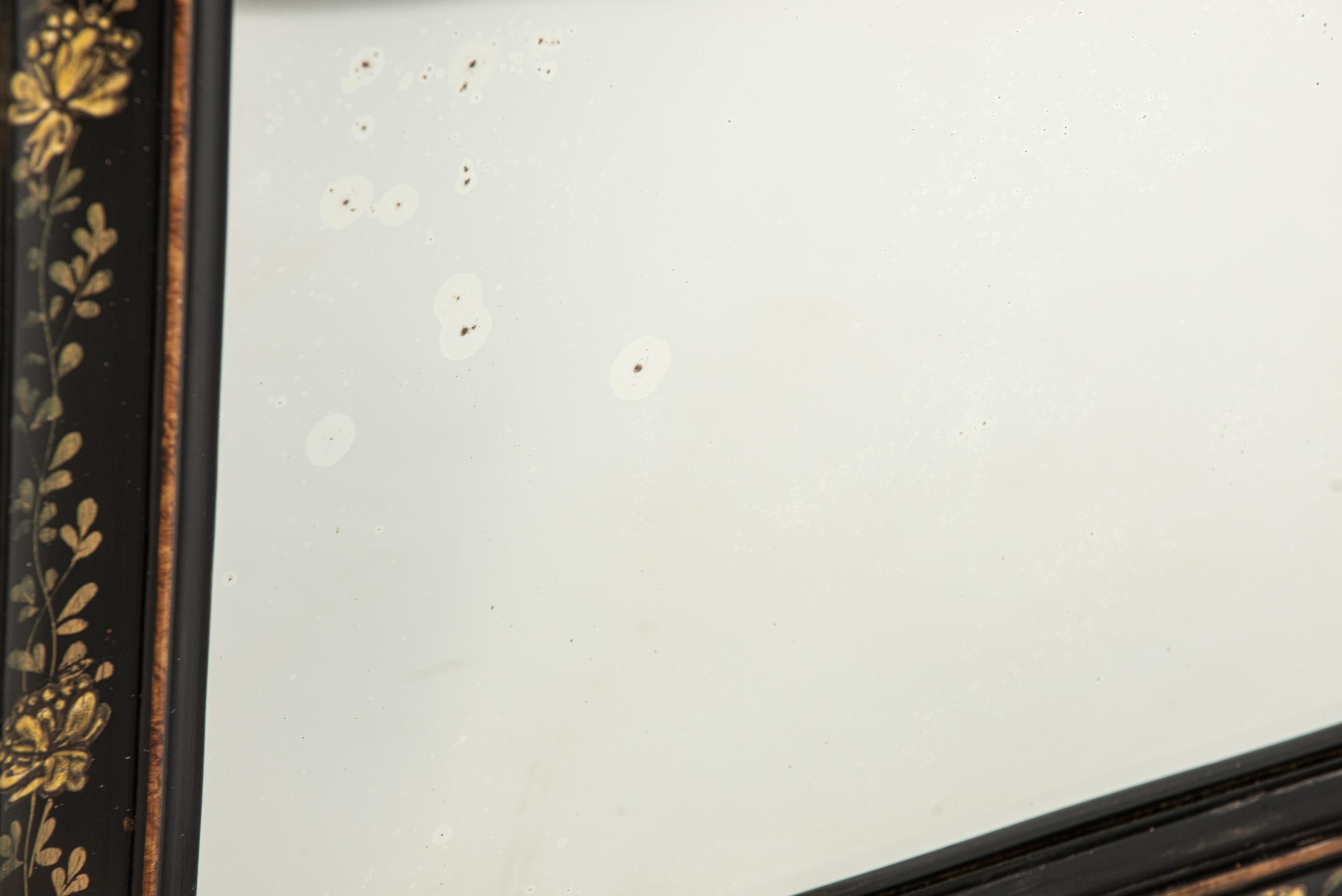 Antiguo espejo Louis Philippe francés auténtico pintado y dorado del siglo XIX Gesso en venta