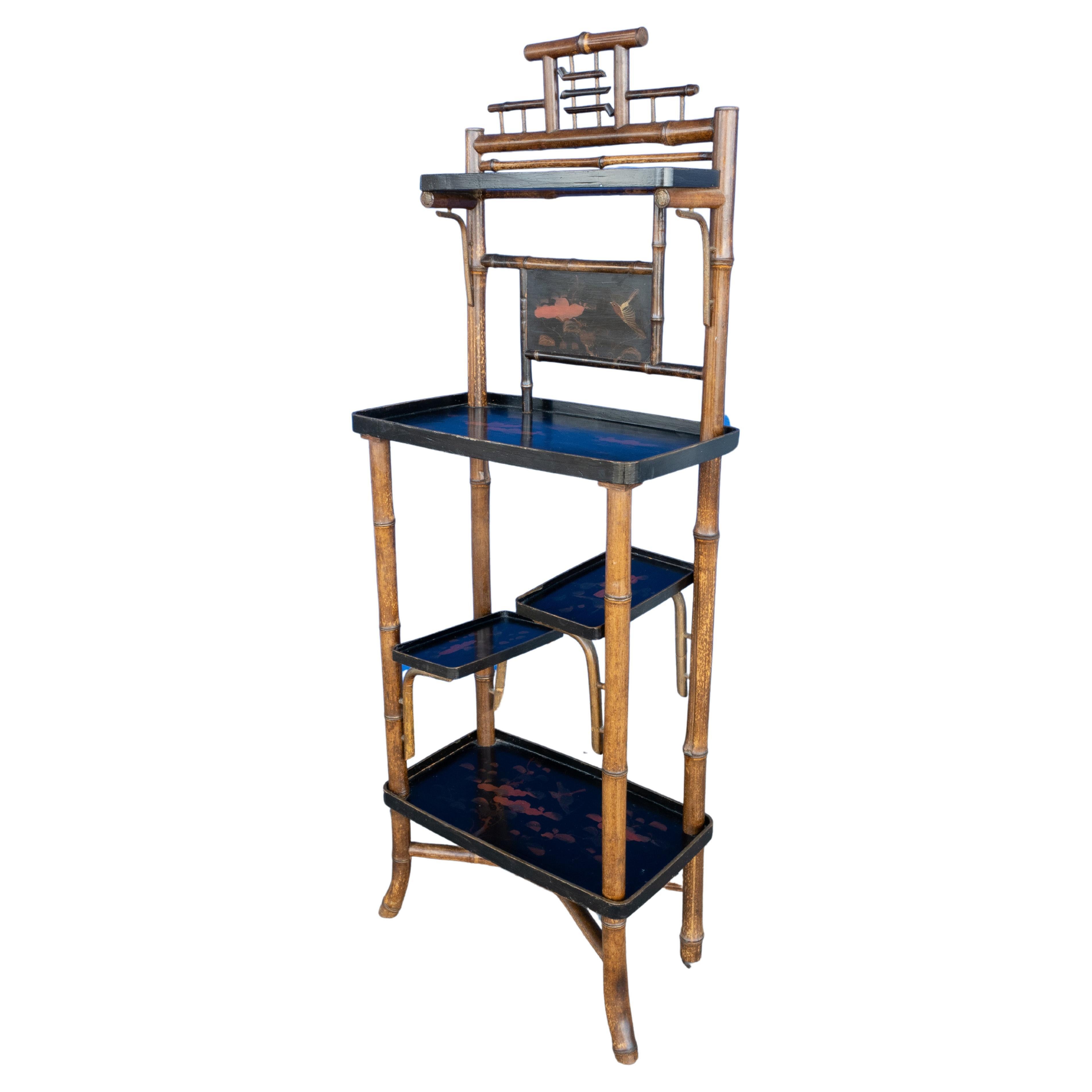 Antique 19th Century Bamboo Lacquered Display Stand, Perret And Vibert, France