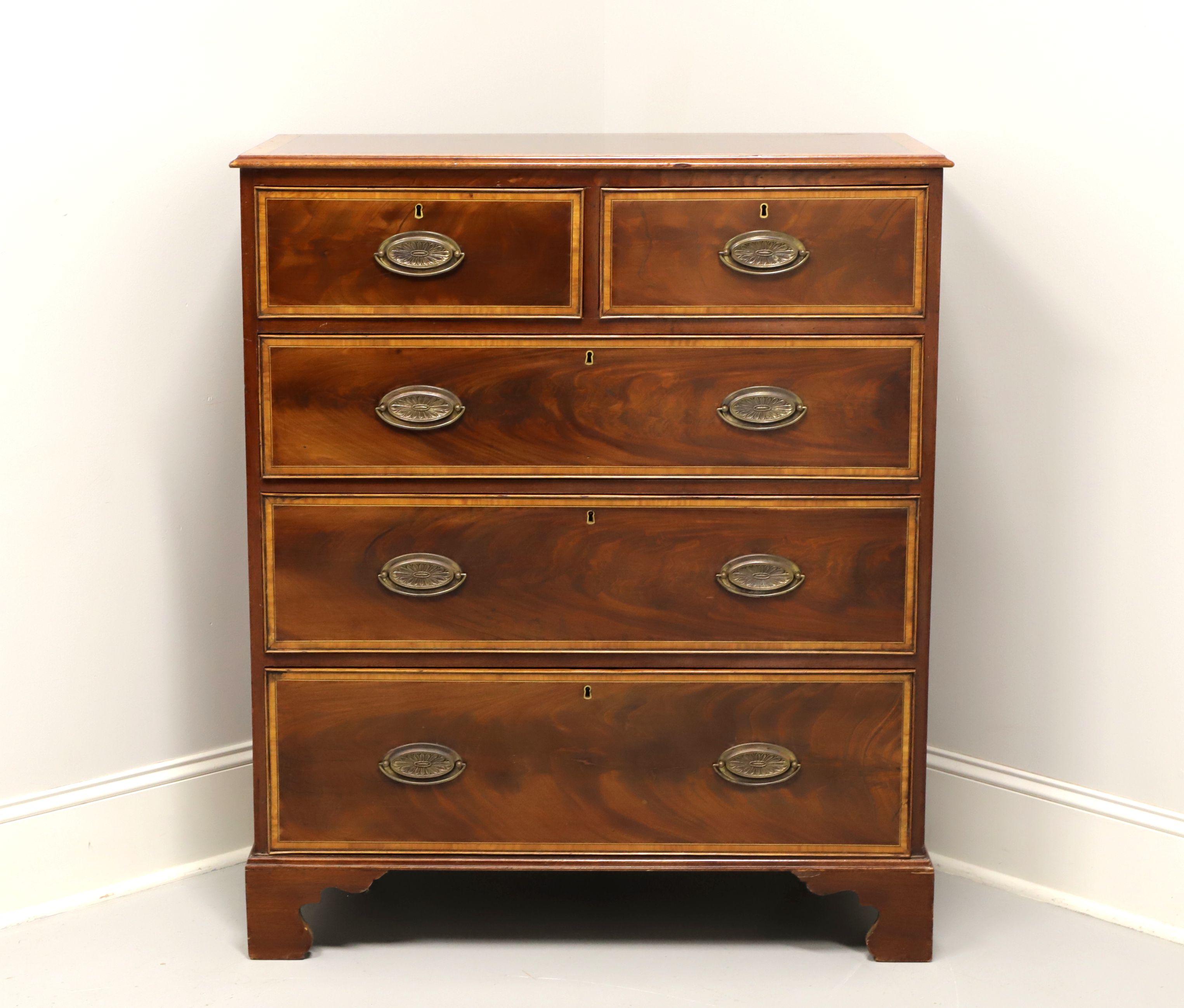 Antique 19th Century Banded Mahogany Georgian Five-Drawer Chest For Sale 5
