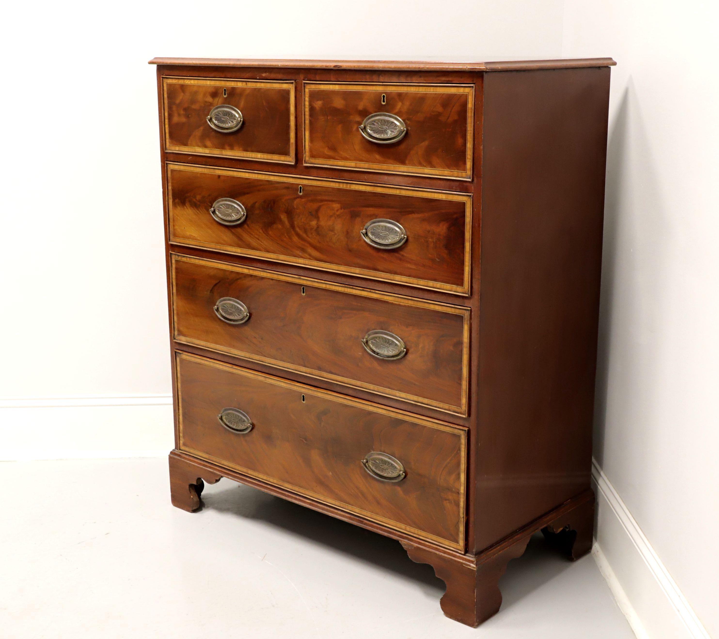American Antique 19th Century Banded Mahogany Georgian Five-Drawer Chest For Sale