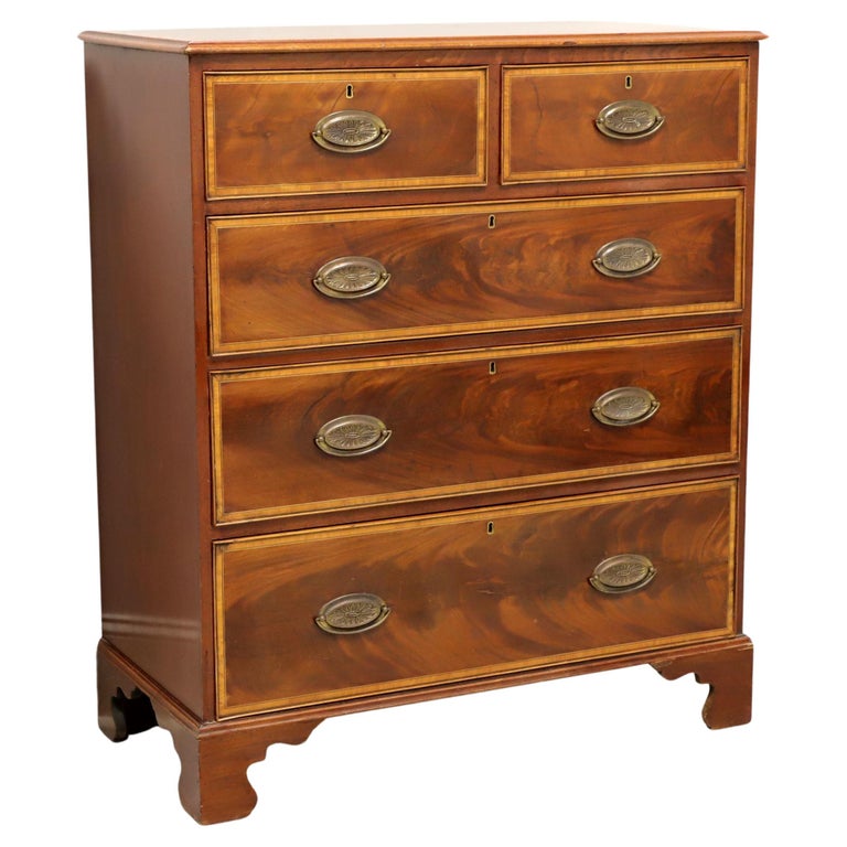 Antique 19th Century Banded Mahogany Georgian Five-Drawer Chest For ...