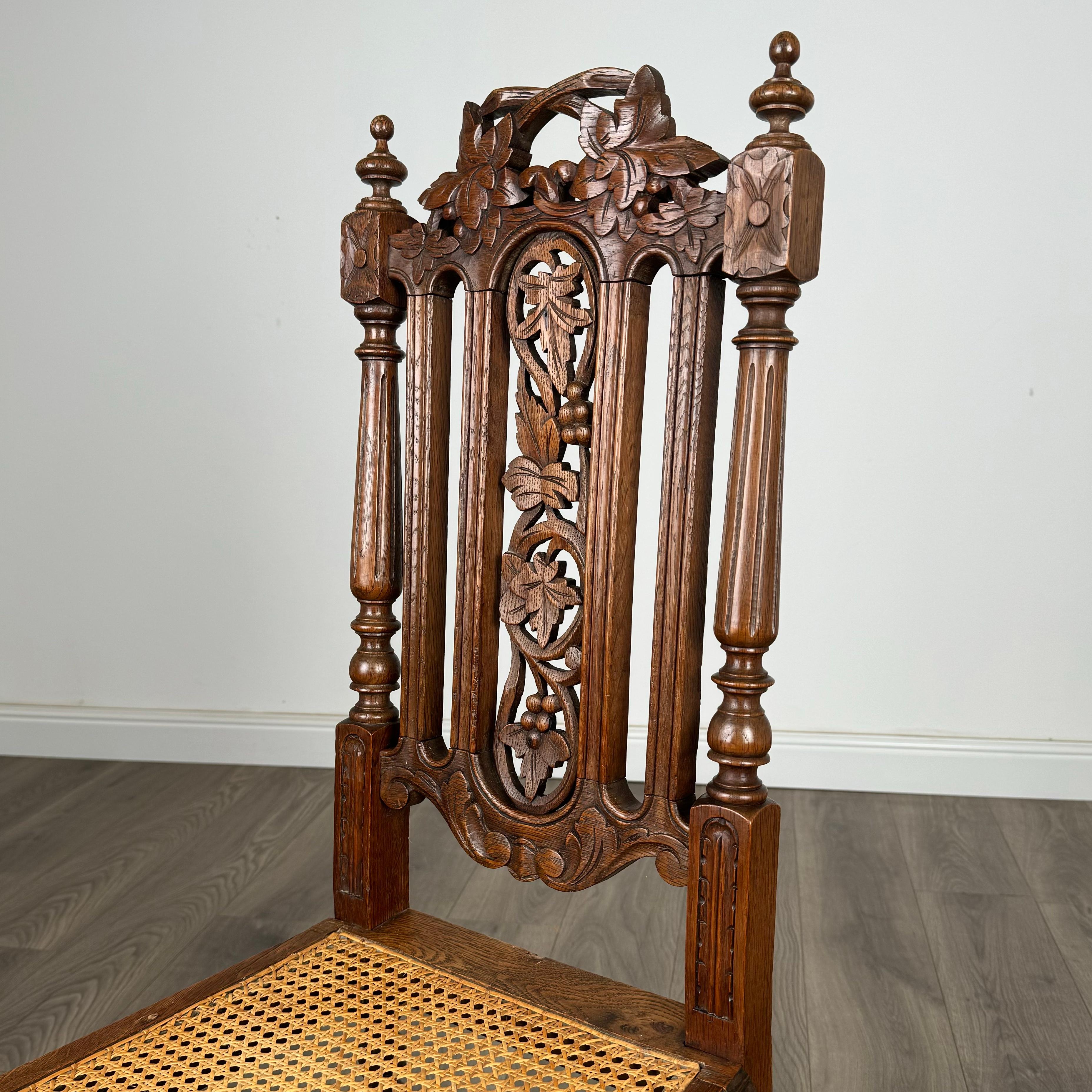 Silla de dormitorio / silla de recibidor antigua del siglo XIX en roble ( REF AF-3302 ) en venta 5