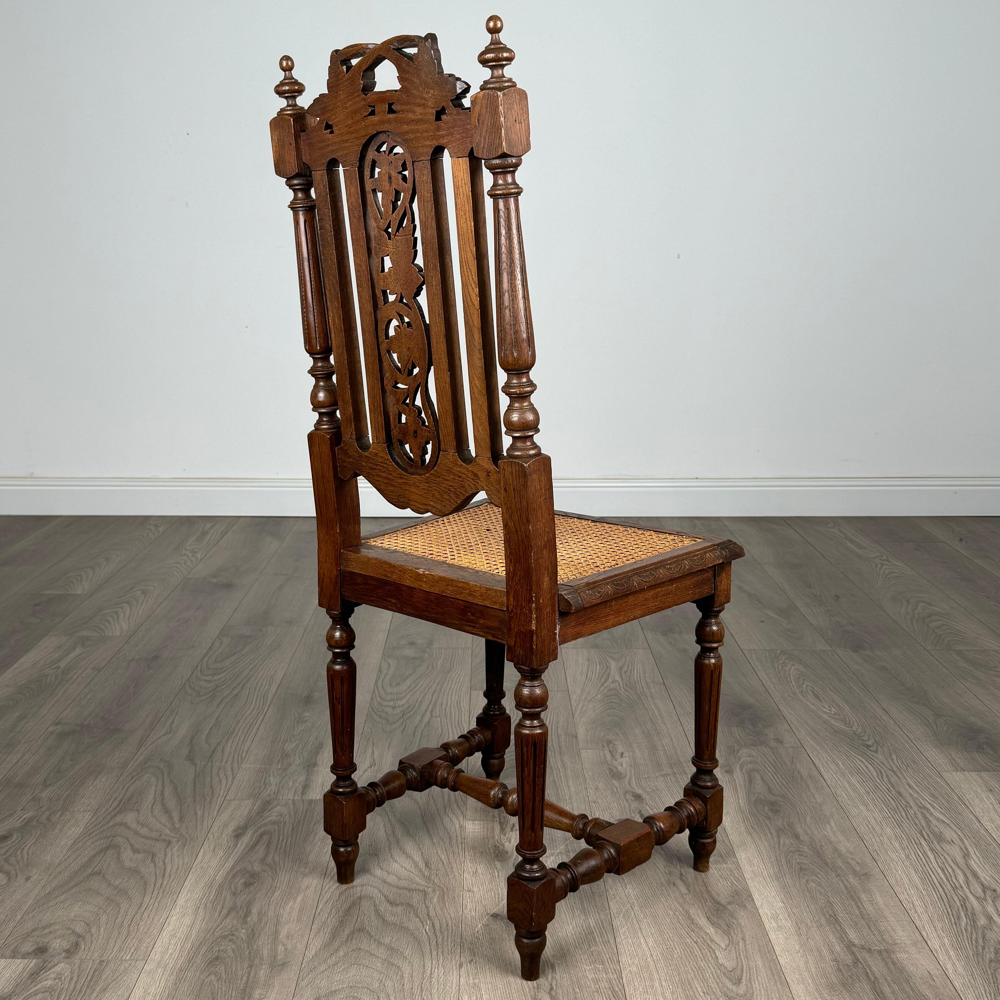 Silla de dormitorio / silla de recibidor antigua del siglo XIX en roble ( REF AF-3302 ) en venta 1