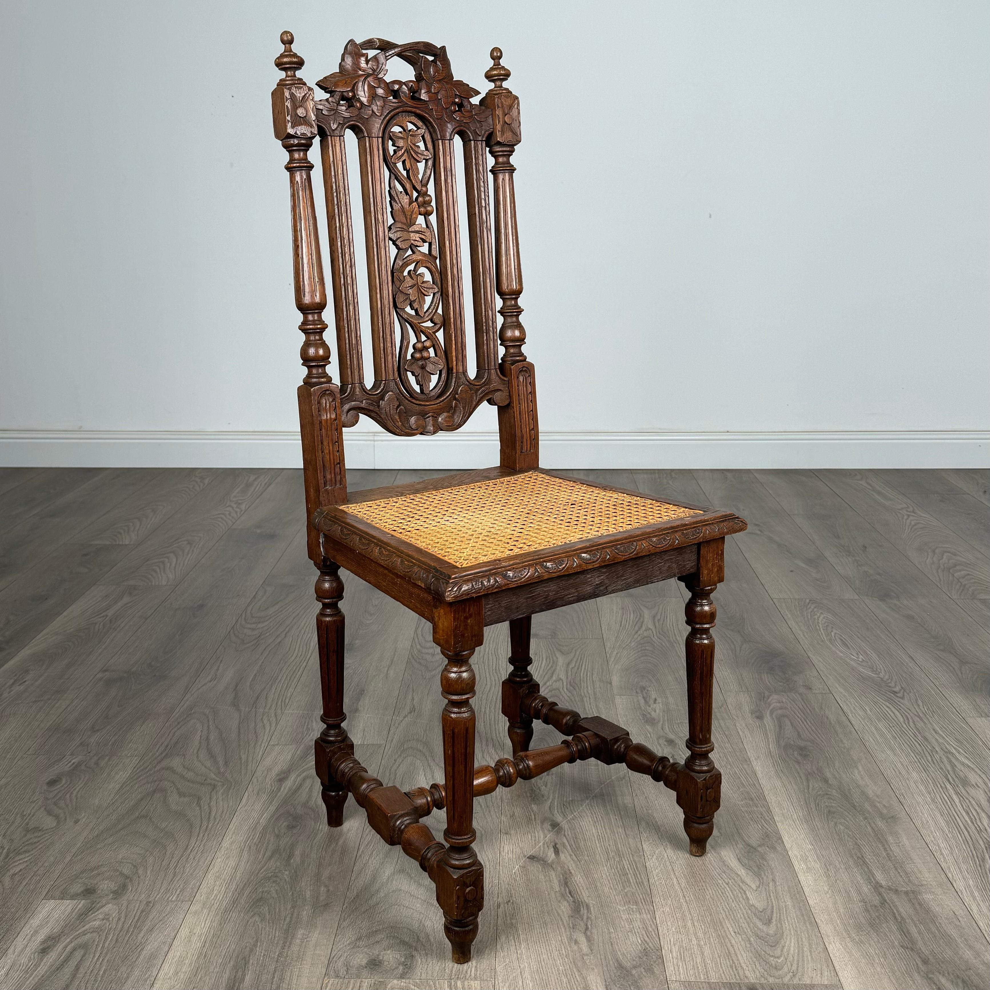 Silla de dormitorio / silla de recibidor antigua del siglo XIX en roble ( REF AF-3302 ) en venta 3
