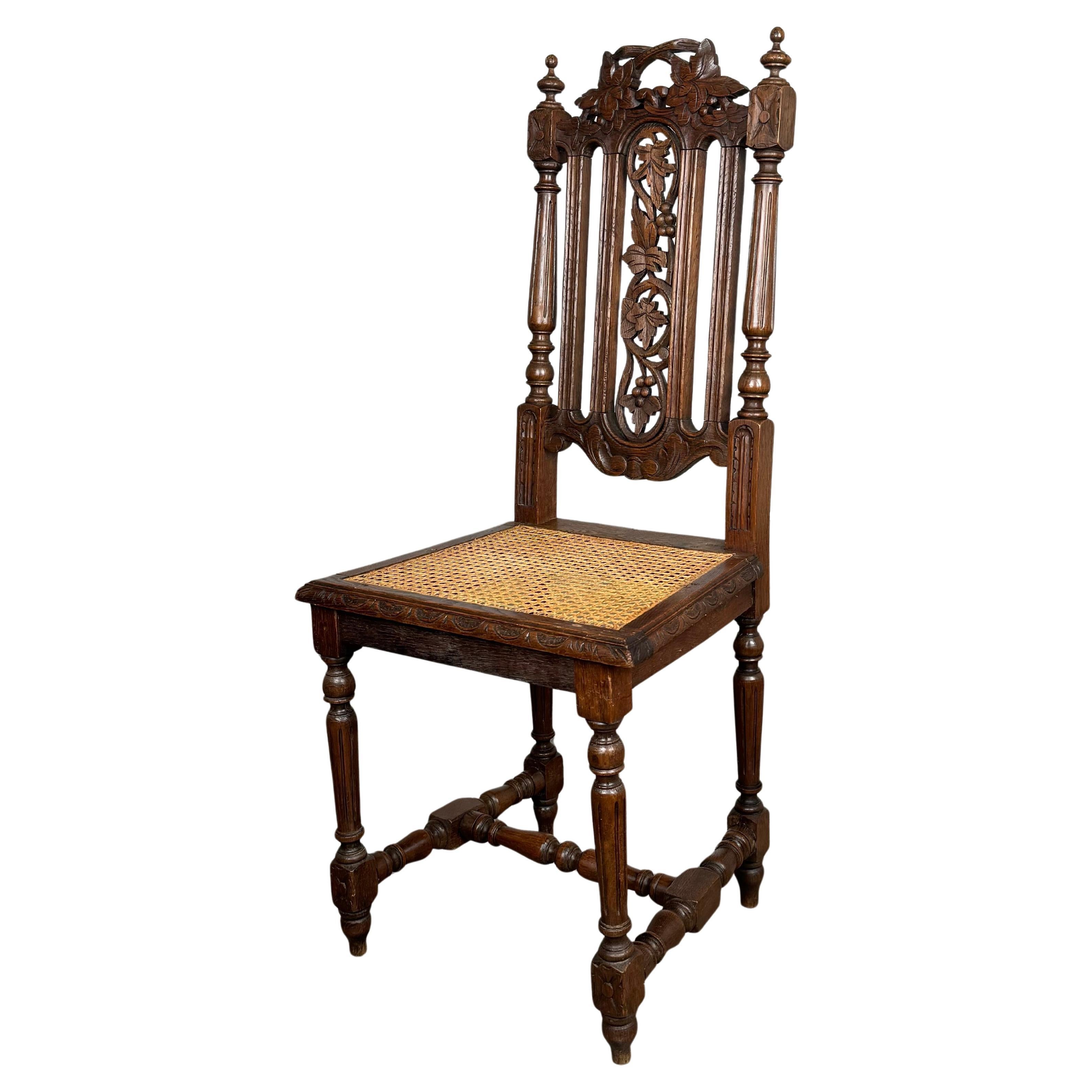 Antique 19th Century Bedroom Chair / Hall Chair In Oak ( REF AF-3302 )