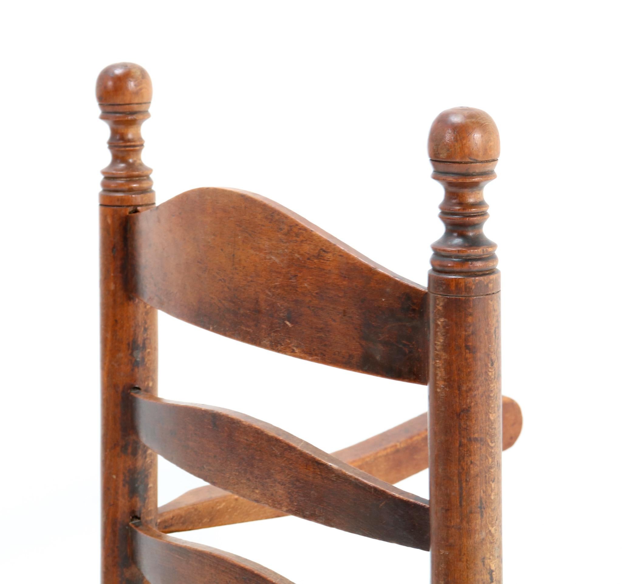 Antique 19th Century Beech Country Ladder Back Children's Chair For Sale 8
