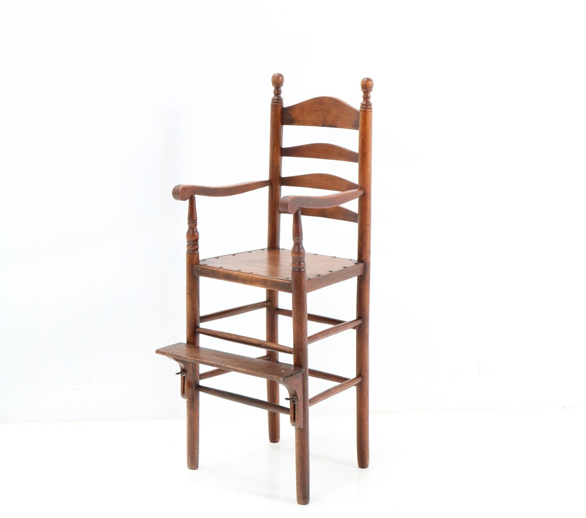 Dutch Antique 19th Century Beech Country Ladder Back Children's Chair For Sale