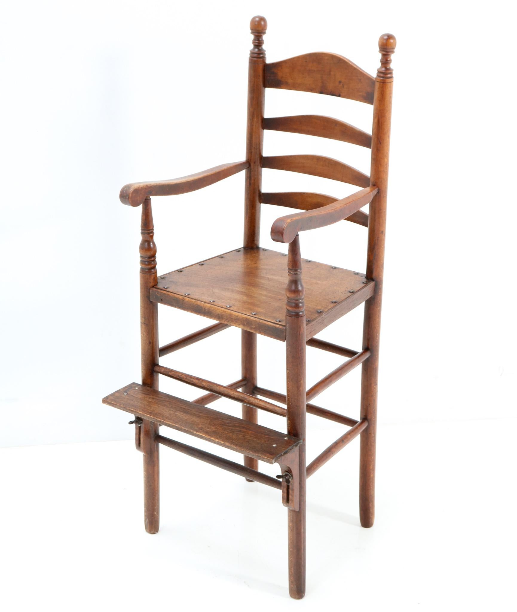 Late 19th Century Antique 19th Century Beech Country Ladder Back Children's Chair For Sale
