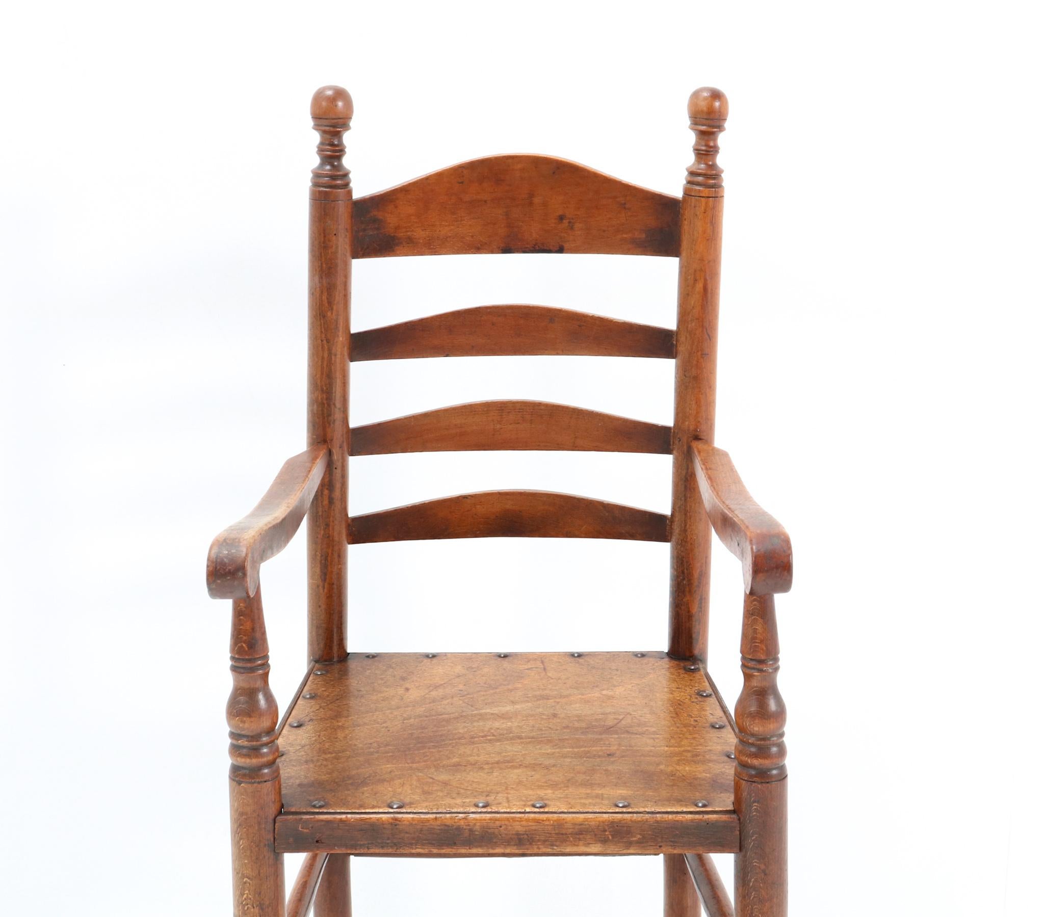 Antique 19th Century Beech Country Ladder Back Children's Chair For Sale 3