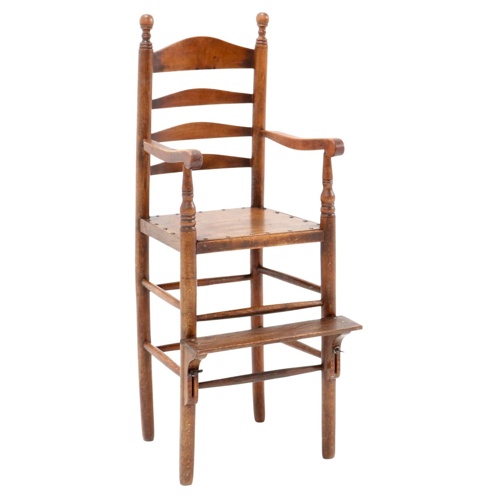 Antique 19th Century Beech Country Ladder Back Children's Chair For Sale