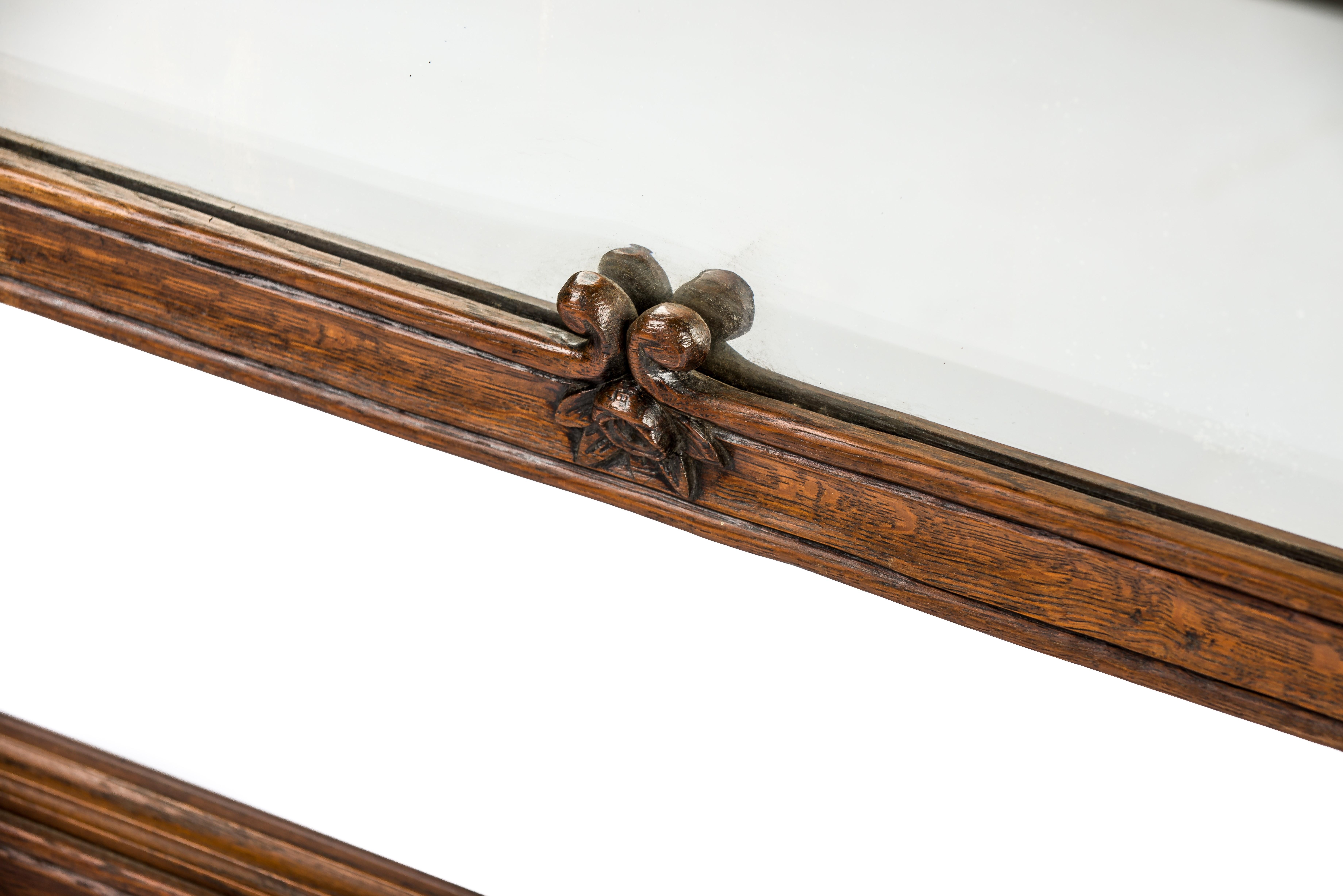 Antique Mirror belga del XIX secolo in quercia intagliata a Liegoise Luigi XV, specchio chevale o da pavimento in vendita 7