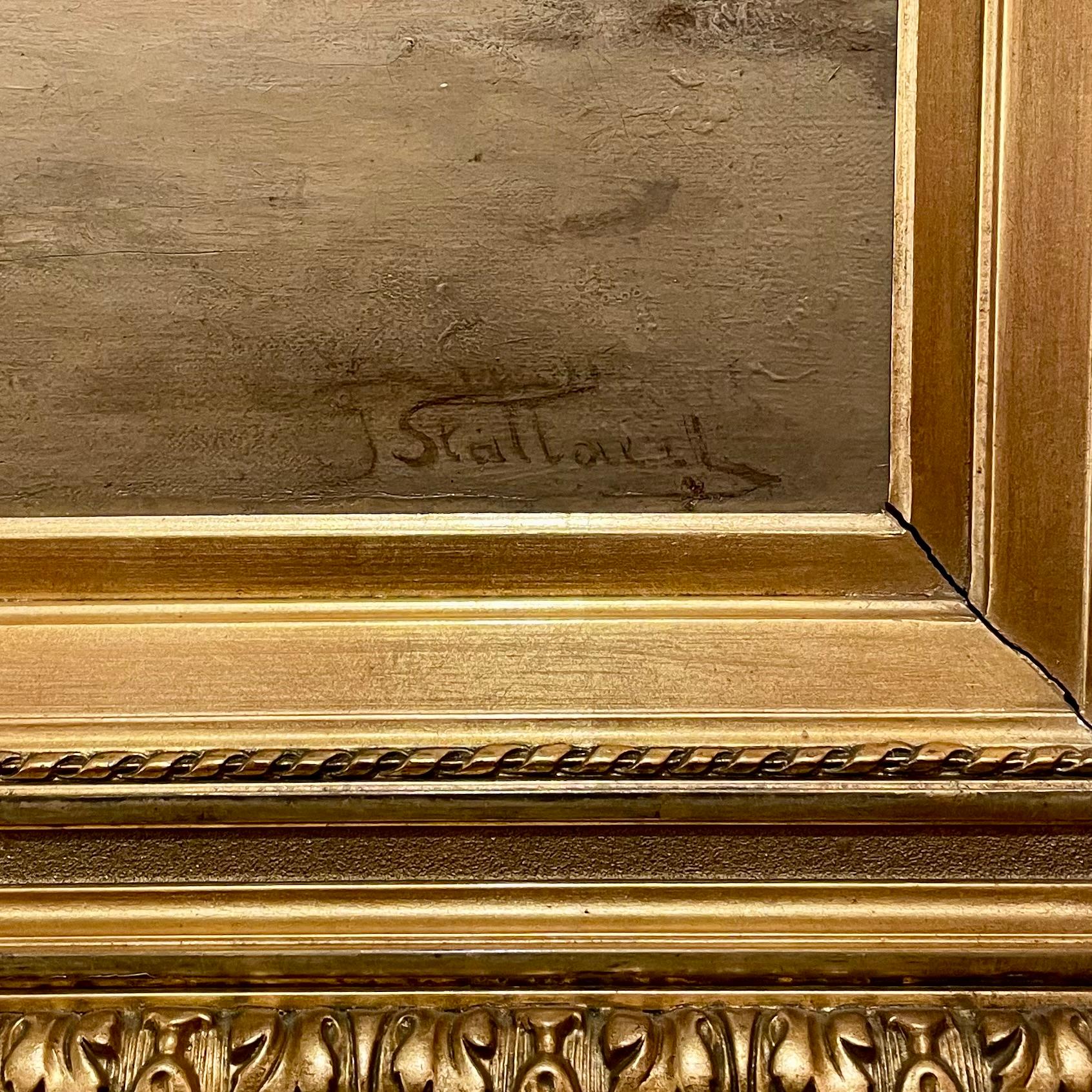 Antike belgische Öl auf Leinwand Gemälde des 19. Jahrhunderts von Joseph Stallaert. im Angebot 1