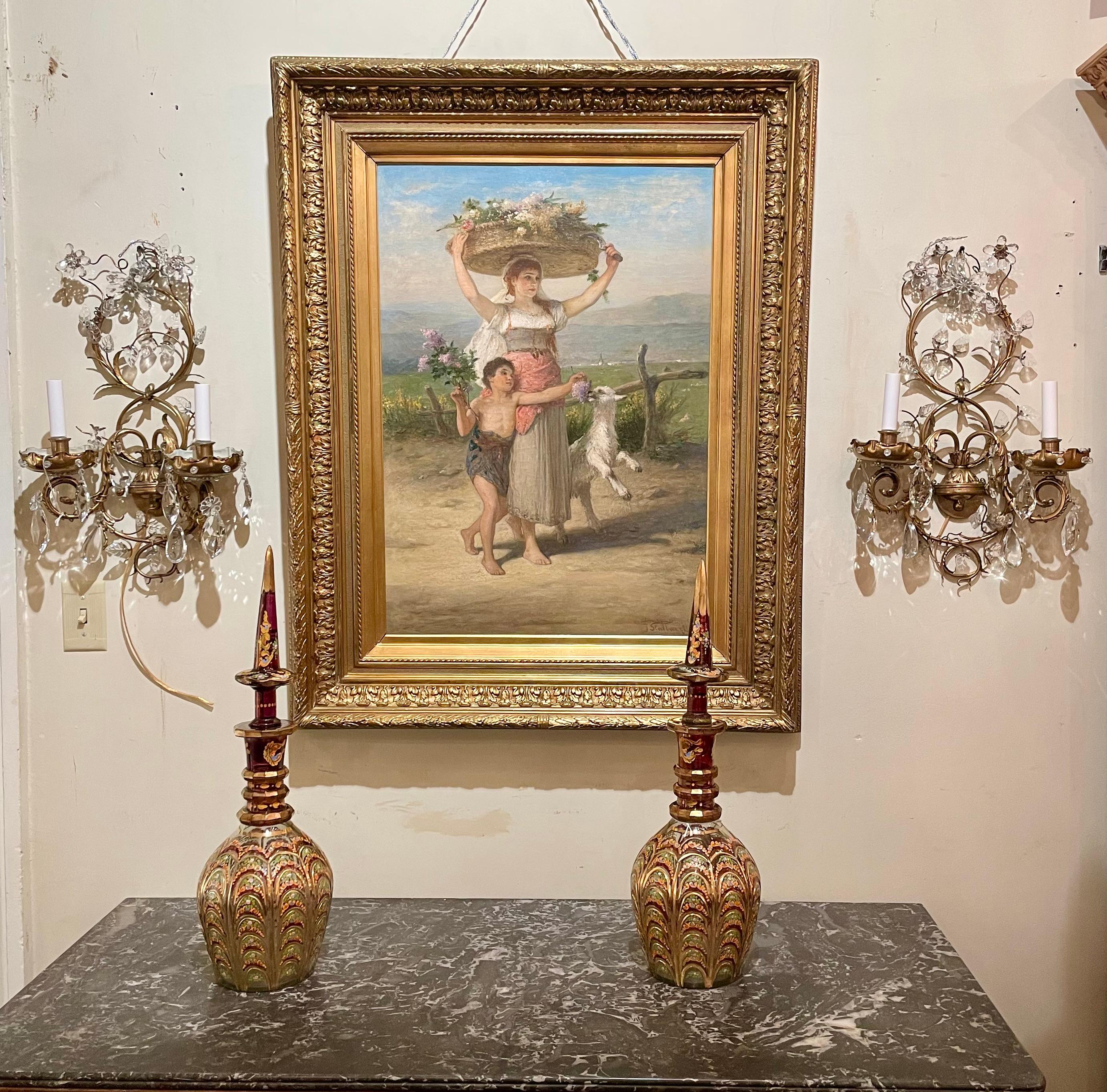 Antike belgische Öl auf Leinwand Gemälde des 19. Jahrhunderts von Joseph Stallaert. im Angebot 3