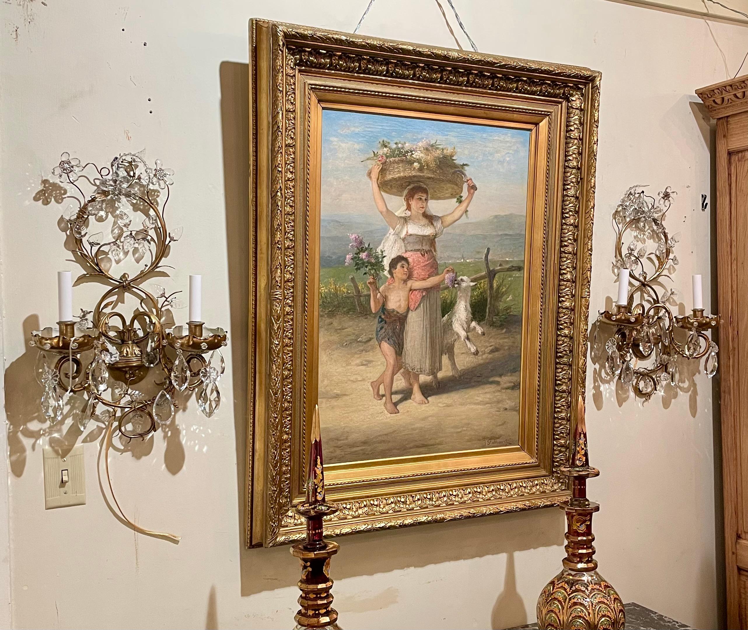 Antike belgische Öl auf Leinwand Gemälde des 19. Jahrhunderts von Joseph Stallaert. im Angebot 4