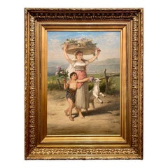 Antique 19th Century Belgian Oil on Canvas Painting by Joseph Stallaert.