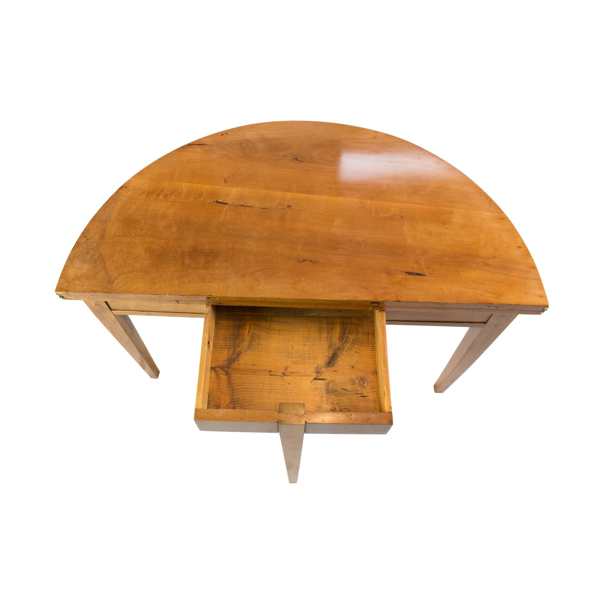 Antique 19th Century Biedermeier Demi Lune Fold-Out Table For Sale 4