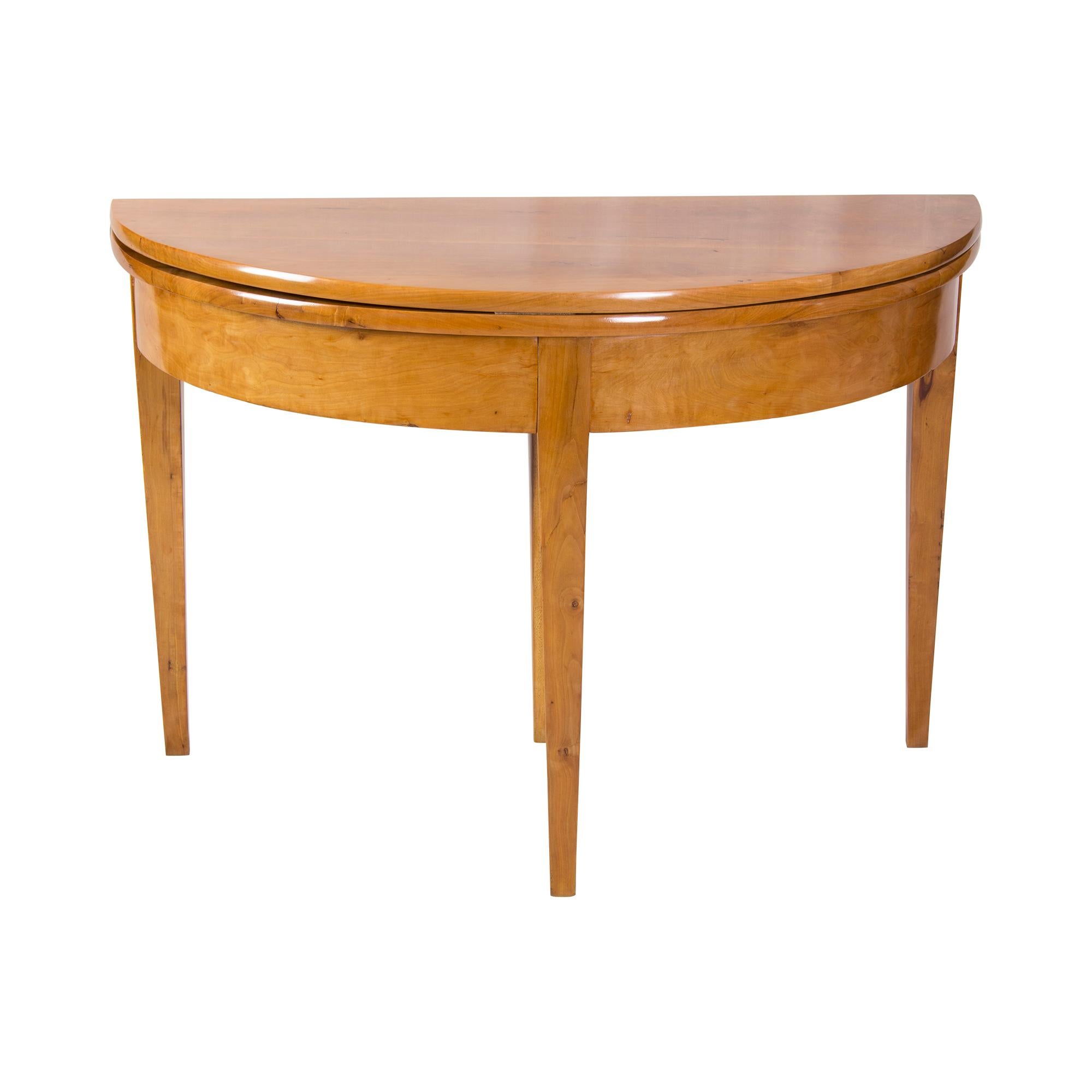 German Antique 19th Century Biedermeier Demi Lune Fold-Out Table For Sale