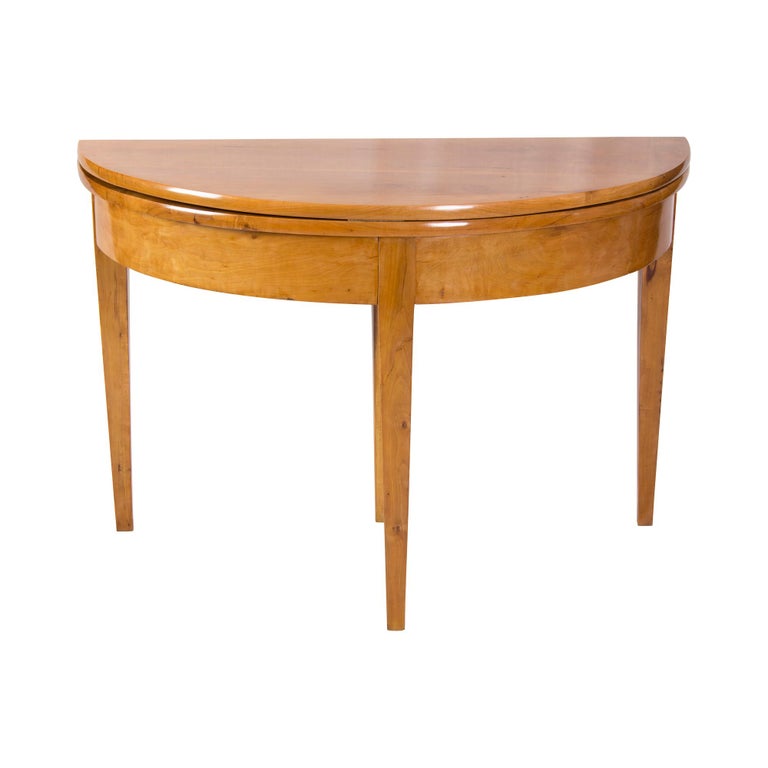 Antique 19th Century Biedermeier Demi Lune FoldOut Table For Sale at