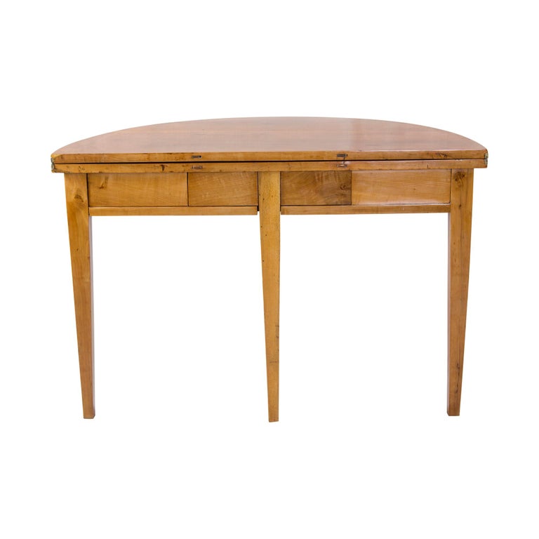Antique 19th Century Biedermeier Demi Lune FoldOut Table For Sale at