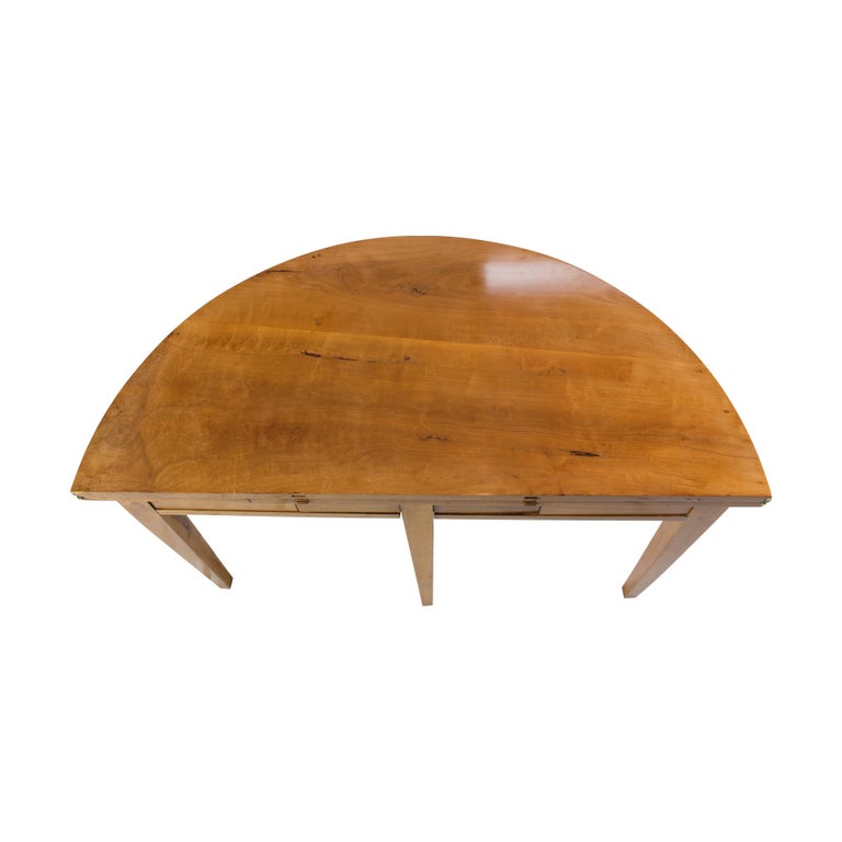Antique 19th Century Biedermeier Demi Lune FoldOut Table For Sale at