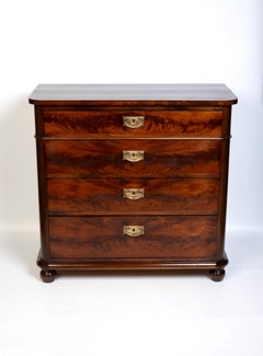 Antique 19th Century Biedermeier Figured Mahogany Chest of Drawers C.1840