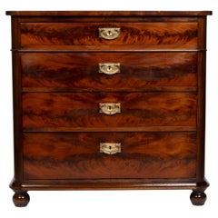 Antique 19th Century Biedermeier Figured Mahogany Chest of Drawers C.1840