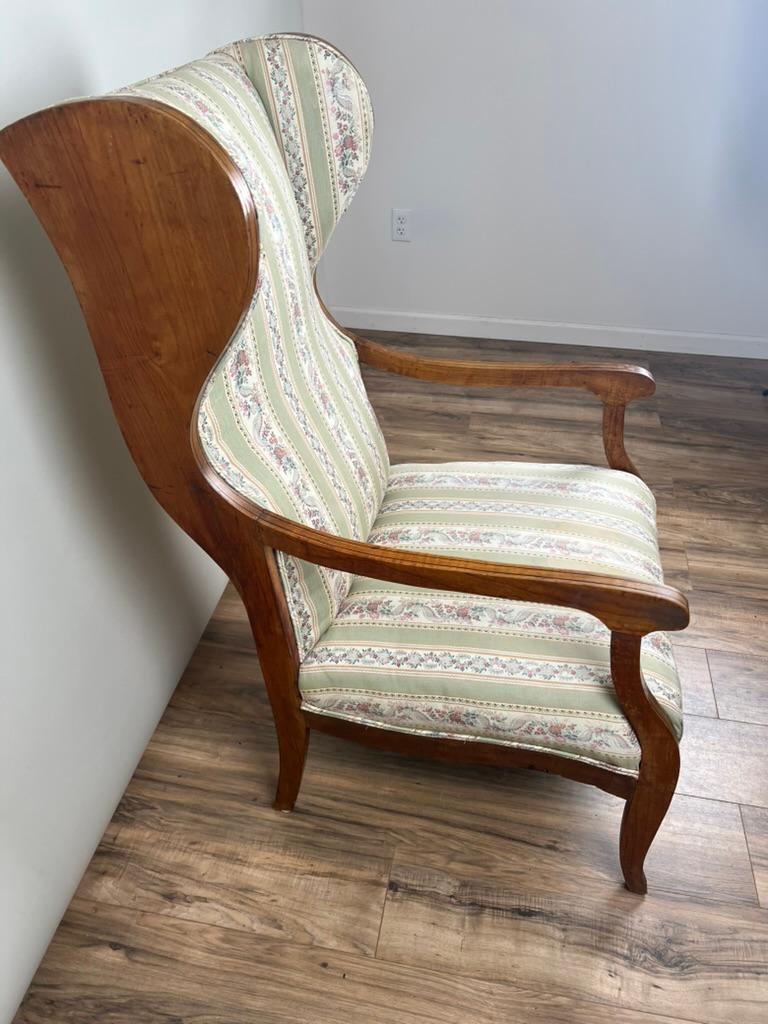 Antique 19th Century Biedermeier Fruitwood Wing Back Chair Probably German For Sale 7