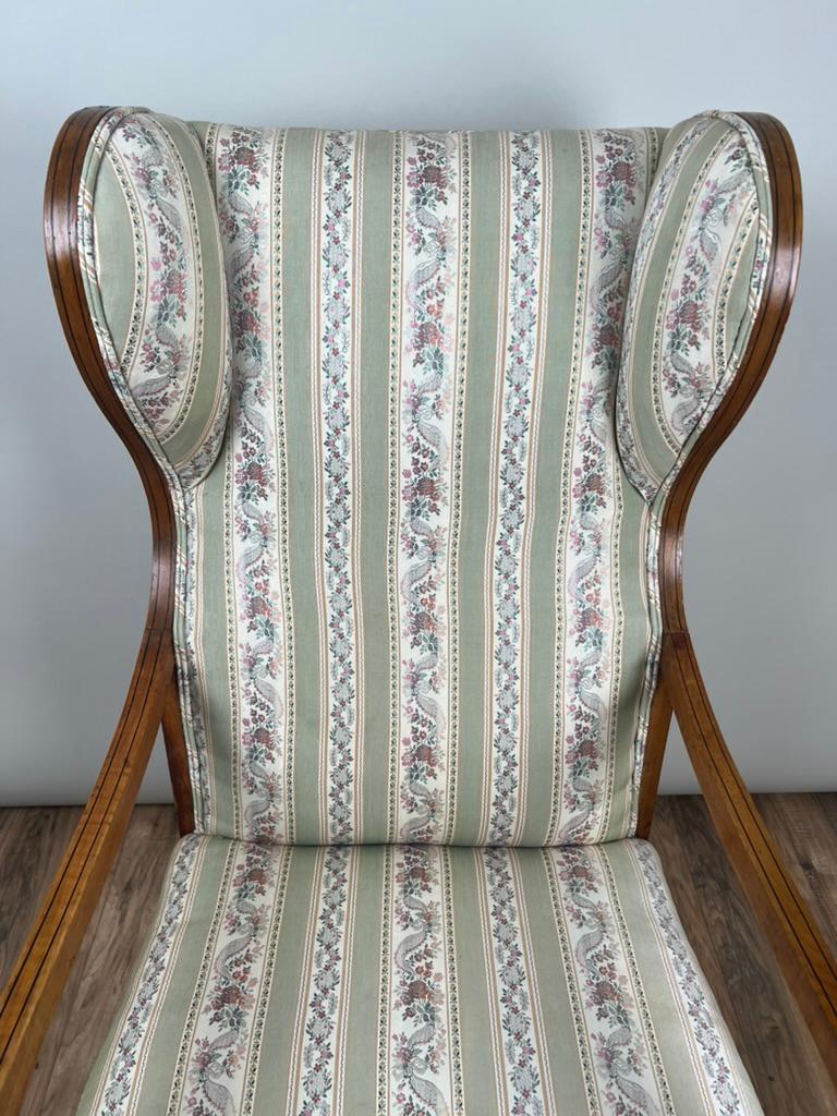 Antique 19th Century Biedermeier Fruitwood Wing Back Chair Probably German For Sale 3
