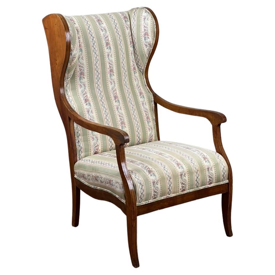 Antique 19th Century Biedermeier Fruitwood Wing Back Chair Probably German For Sale