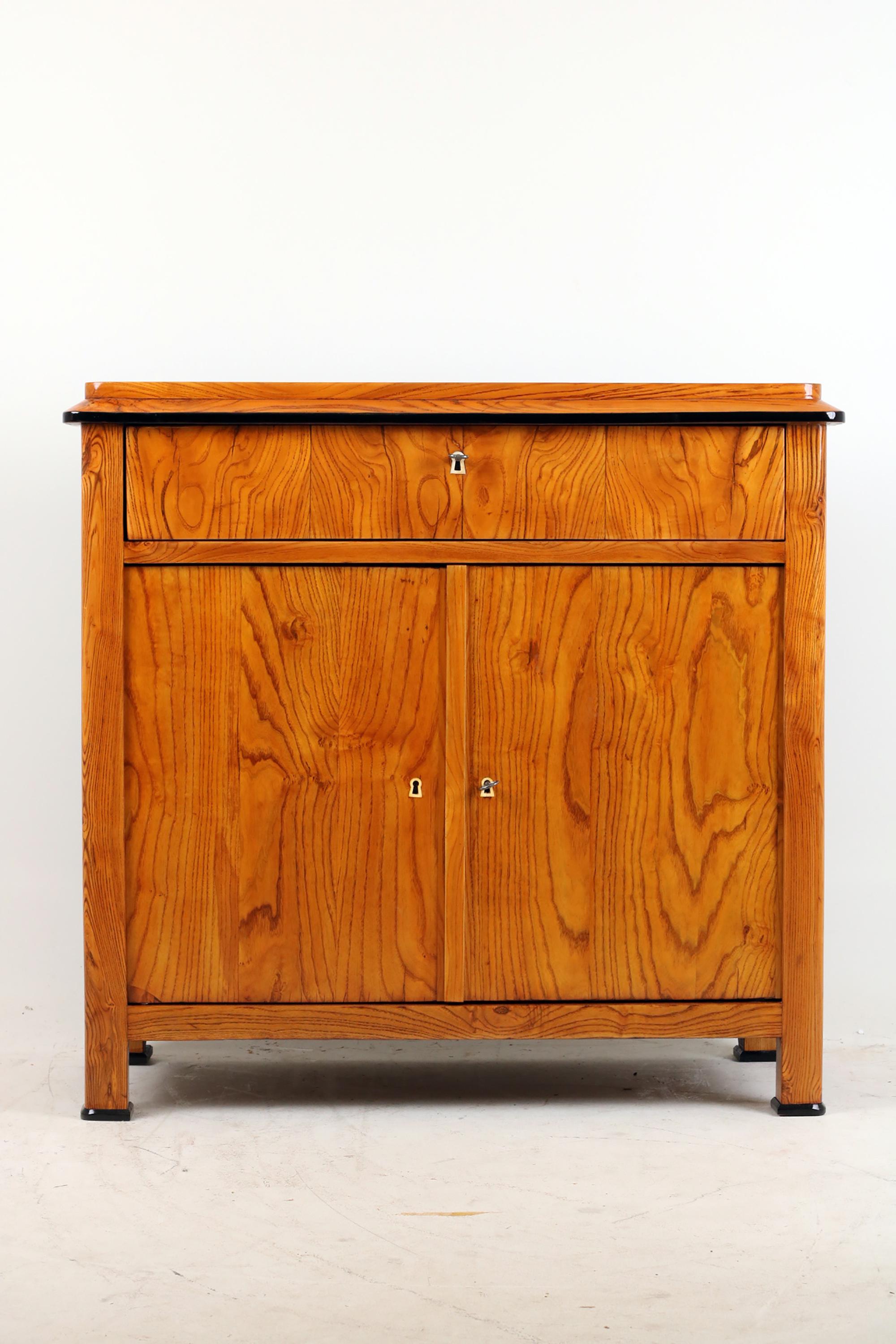 Wood Antique 19th Century Biedermeier Half Cabinet For Sale