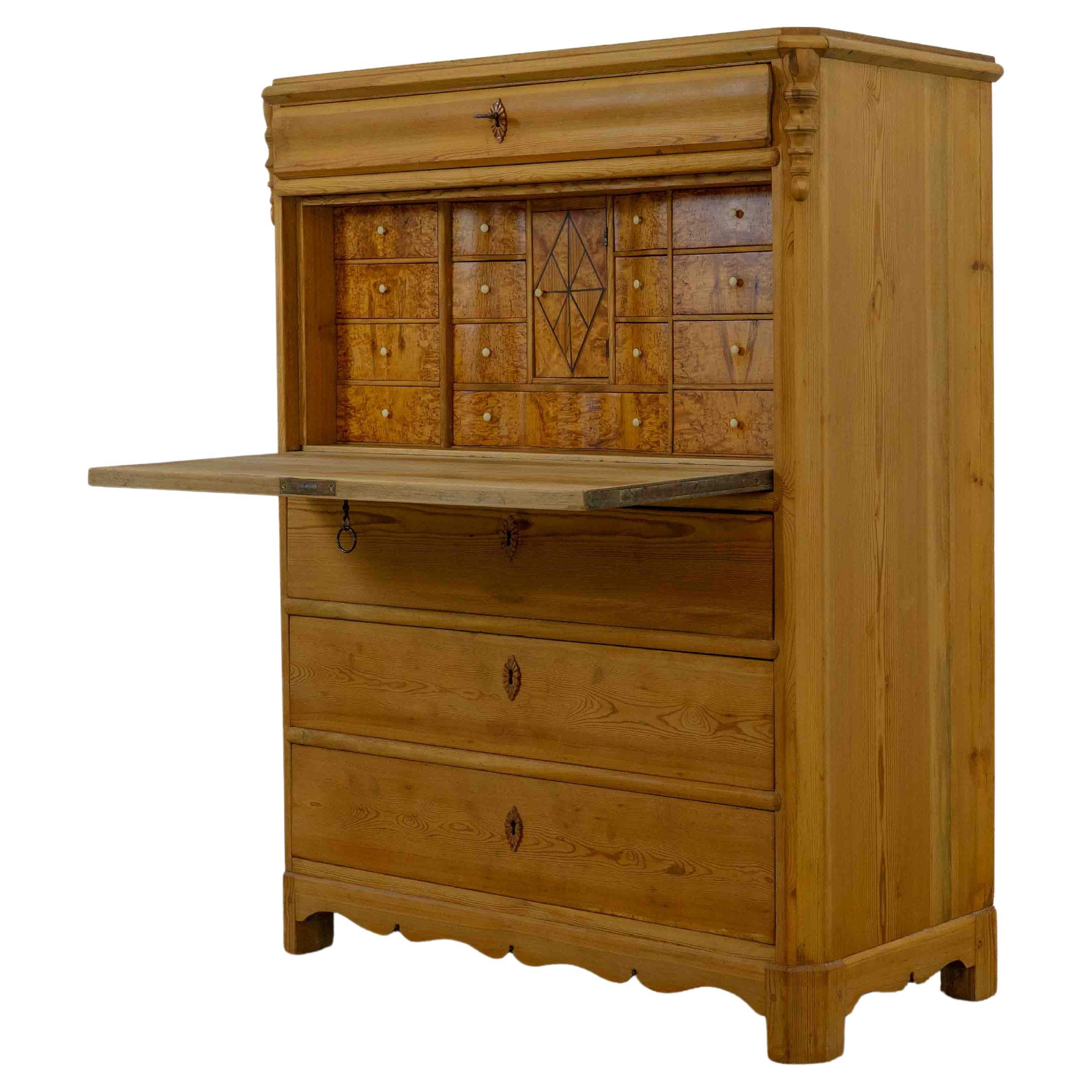 Antique 19th Century Biedermeier Secretary Desk