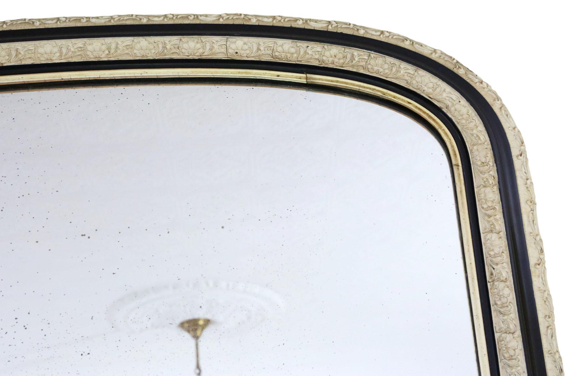 Antique Miroir à trumeau du 19ème siècle, noir ébonisé et crème - Orné Bon état - En vente à Wisbech, Cambridgeshire