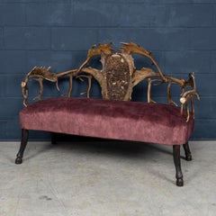 Antikes Black Forest Horn Sofa, 19. Jahrhundert, Schweiz/Deutschland um 1890
