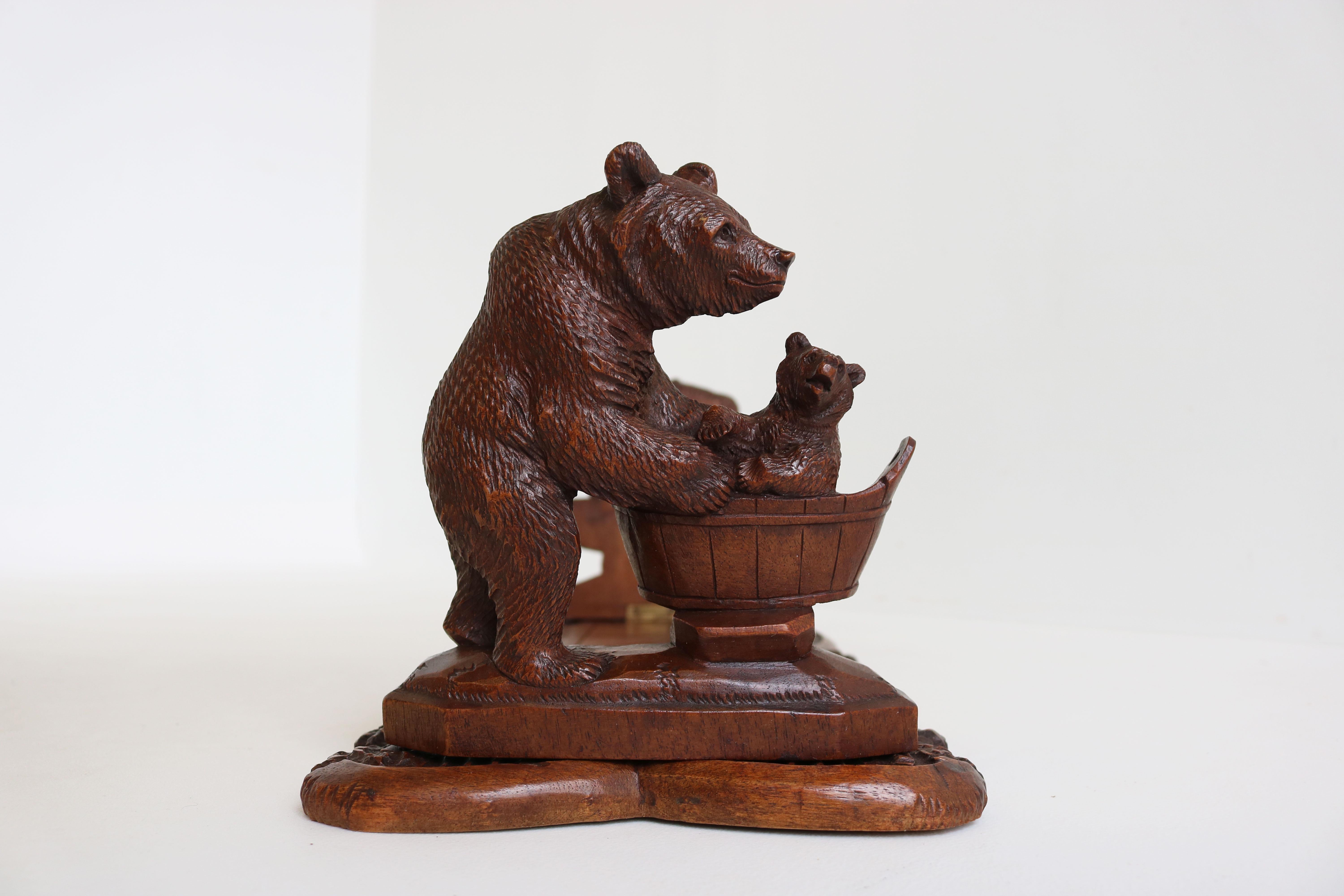 Antique 19th Century Black Forest Bear Adjustable Book Shelf / Book Rack Swiss For Sale 1