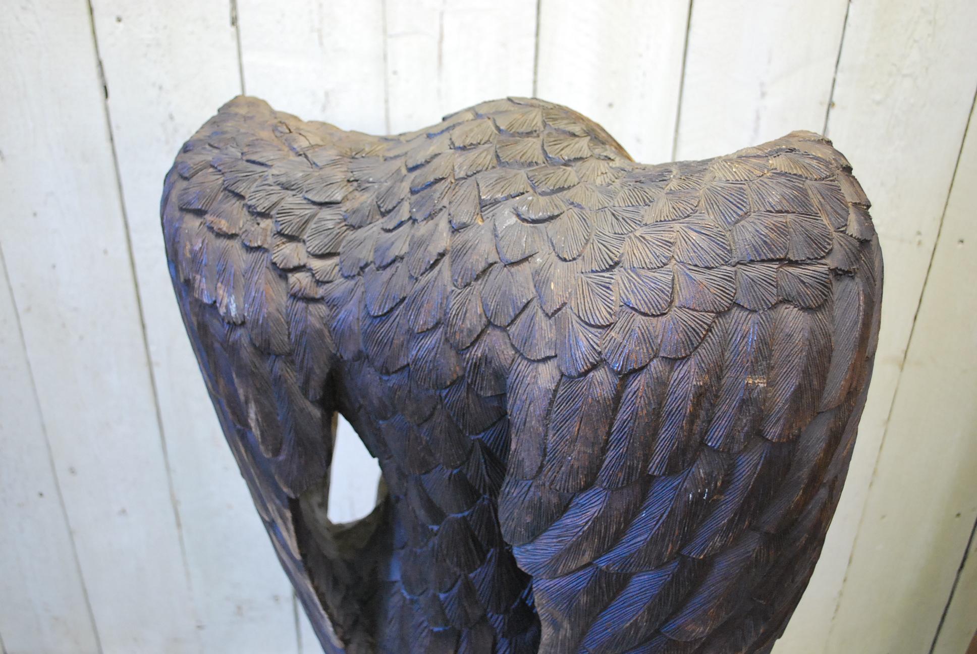 German Antique 19th Century Black Forest Carved American Eagle Sculpture For Sale