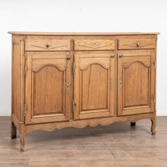 Antique 19th Century Bleached Oak 3-Door Sideboard Buffet from France