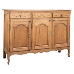 Antique 19th Century Bleached Oak 3-Door Sideboard Buffet from France