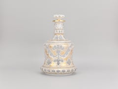Antique 19th Century Bohemian Gilded Overlay Glass Bottle, Moser