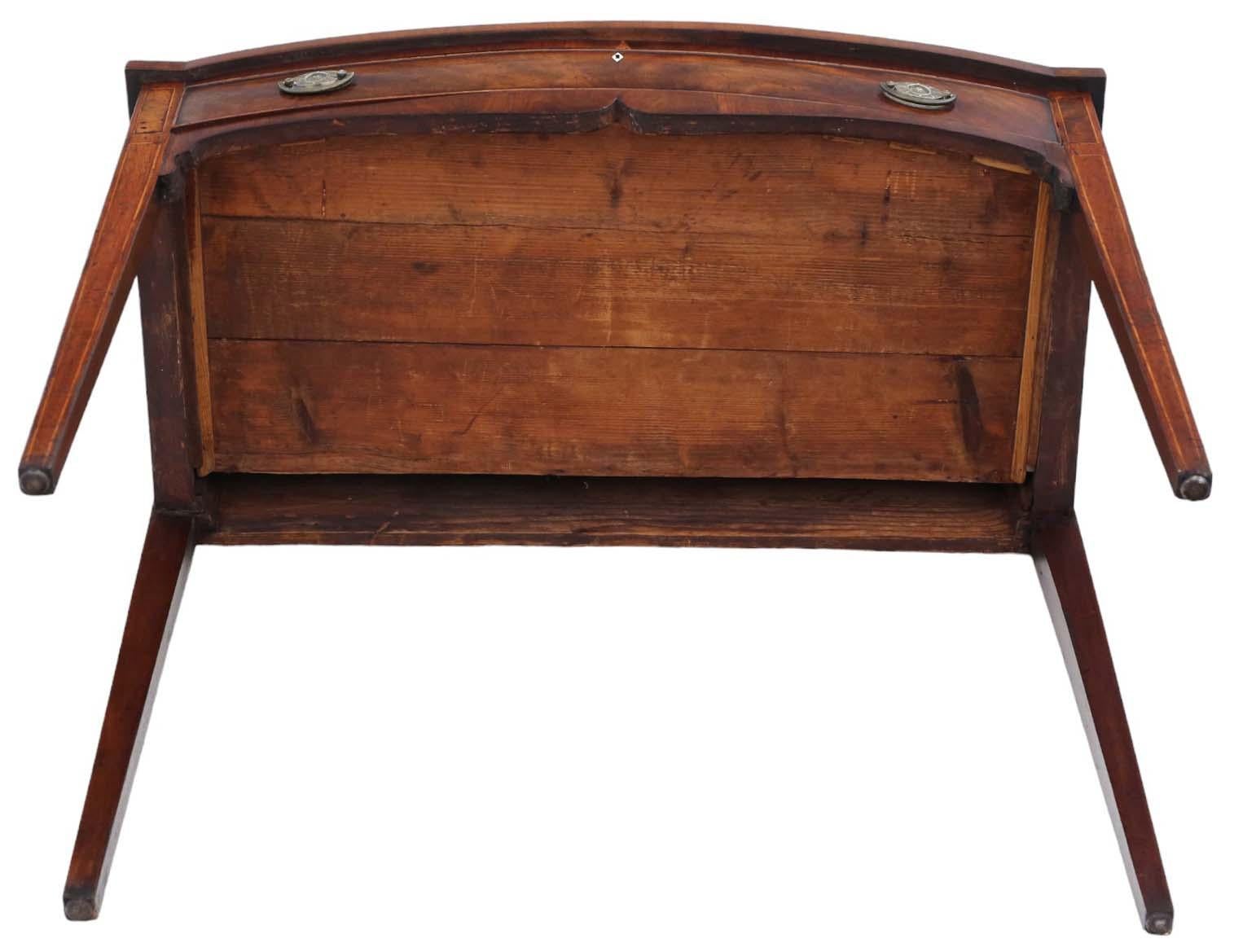 Antique 19th Century Bow Front Inlaid Mahogany Desk Writing Side Dressing Table 3