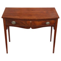 Used 19th Century Bow Front Inlaid Mahogany Desk Writing Side Dressing Table