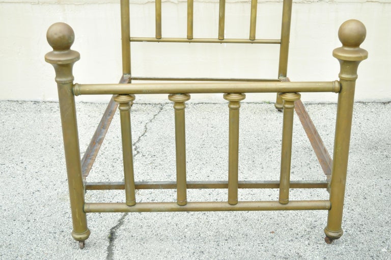 Antique 19th Century Brass Cannonball Victorian Cast Iron Full Size Bed
