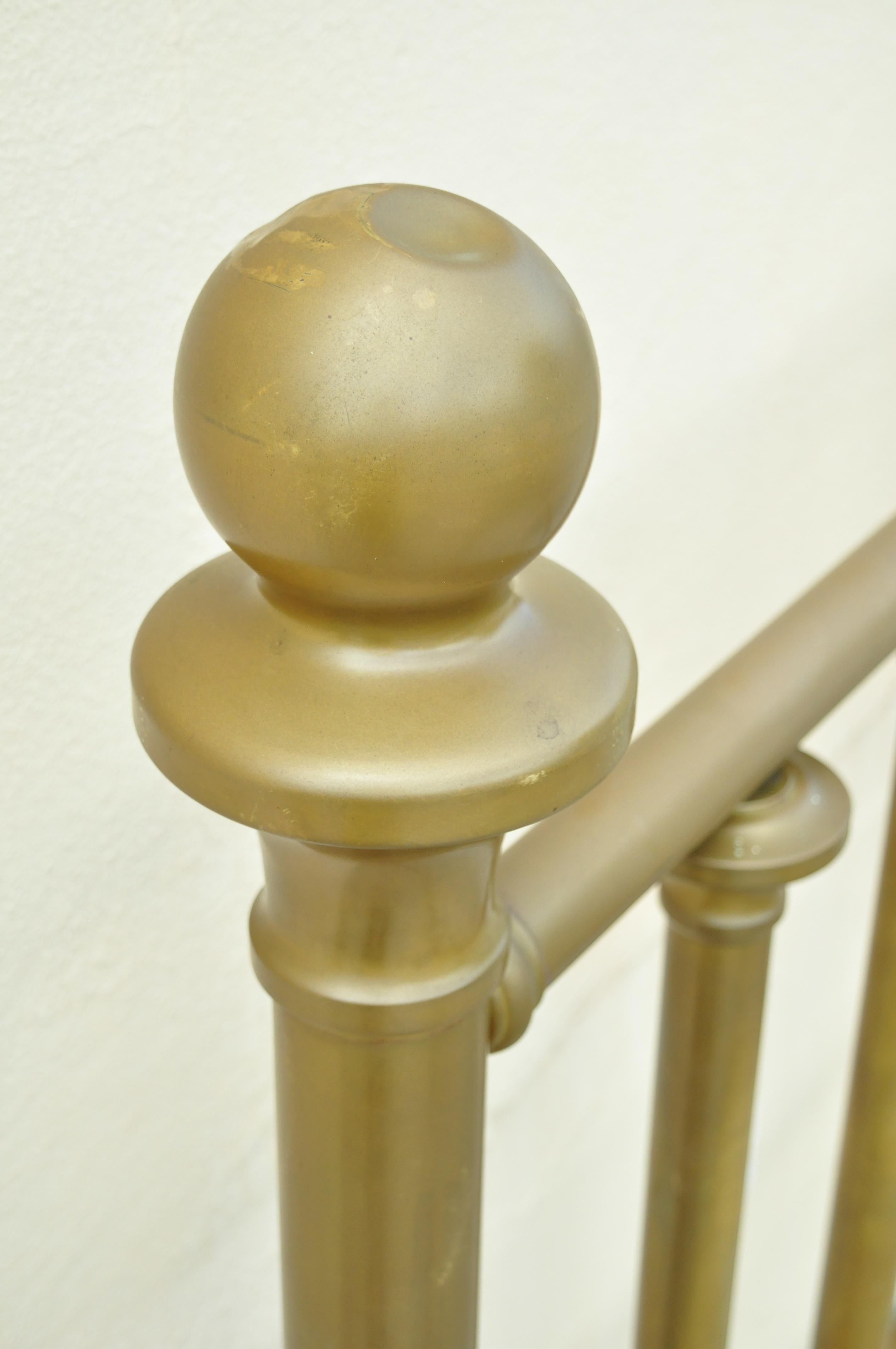 Antique 19th Century Brass Cannonball Victorian Cast Iron Full Size Bed Frame In Good Condition In Philadelphia, PA