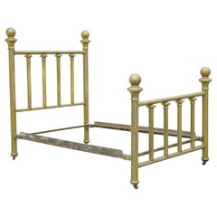 Antique 19th Century Brass Cannonball Victorian Cast Iron Full Size Bed Frame