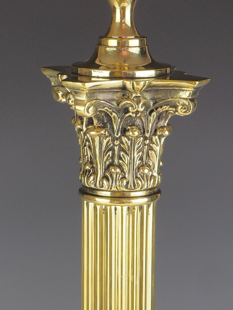 Antique 19th Century Brass Corinthian Table Lamp 1