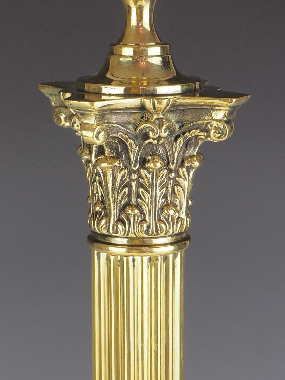 Antique 19th Century Brass Corinthian Table Lamp 2