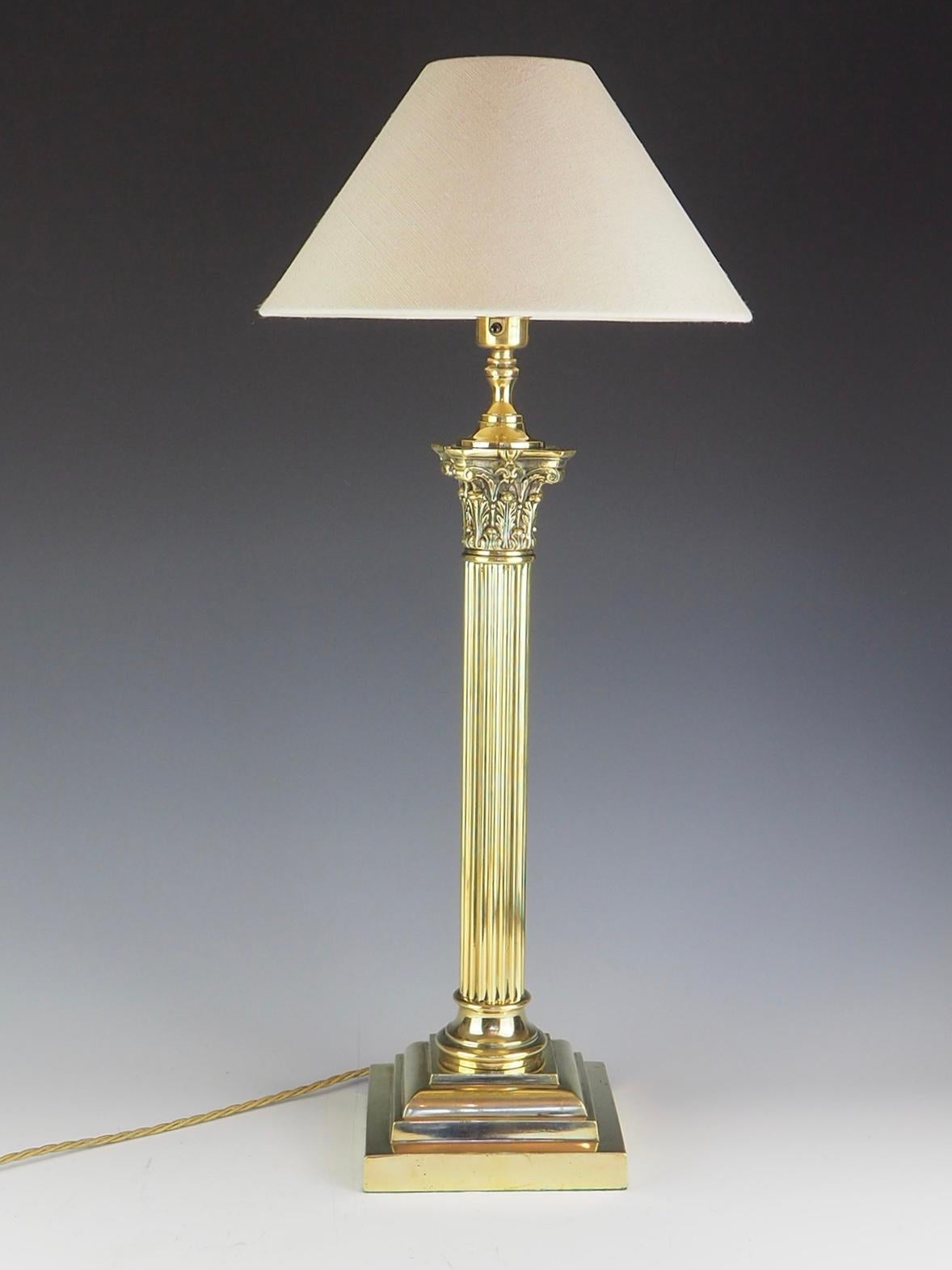 Antique 19th Century Brass Corinthian Table Lamp 3