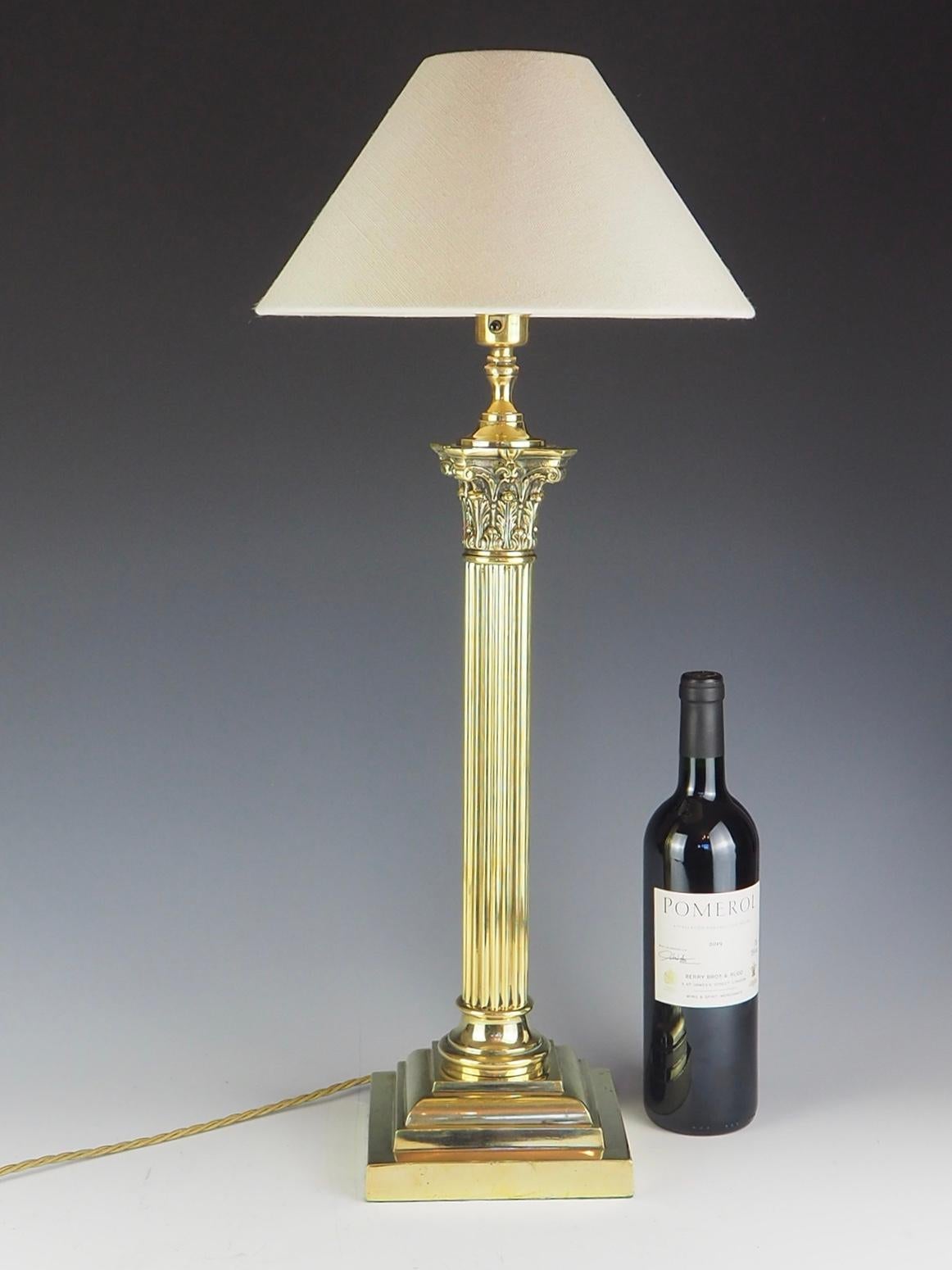 Antique 19th Century Brass Corinthian Table Lamp 4