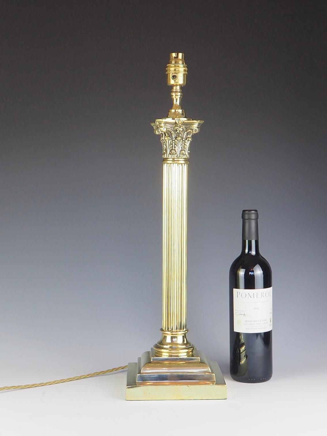 Antique 19th Century Brass Corinthian Table Lamp 5